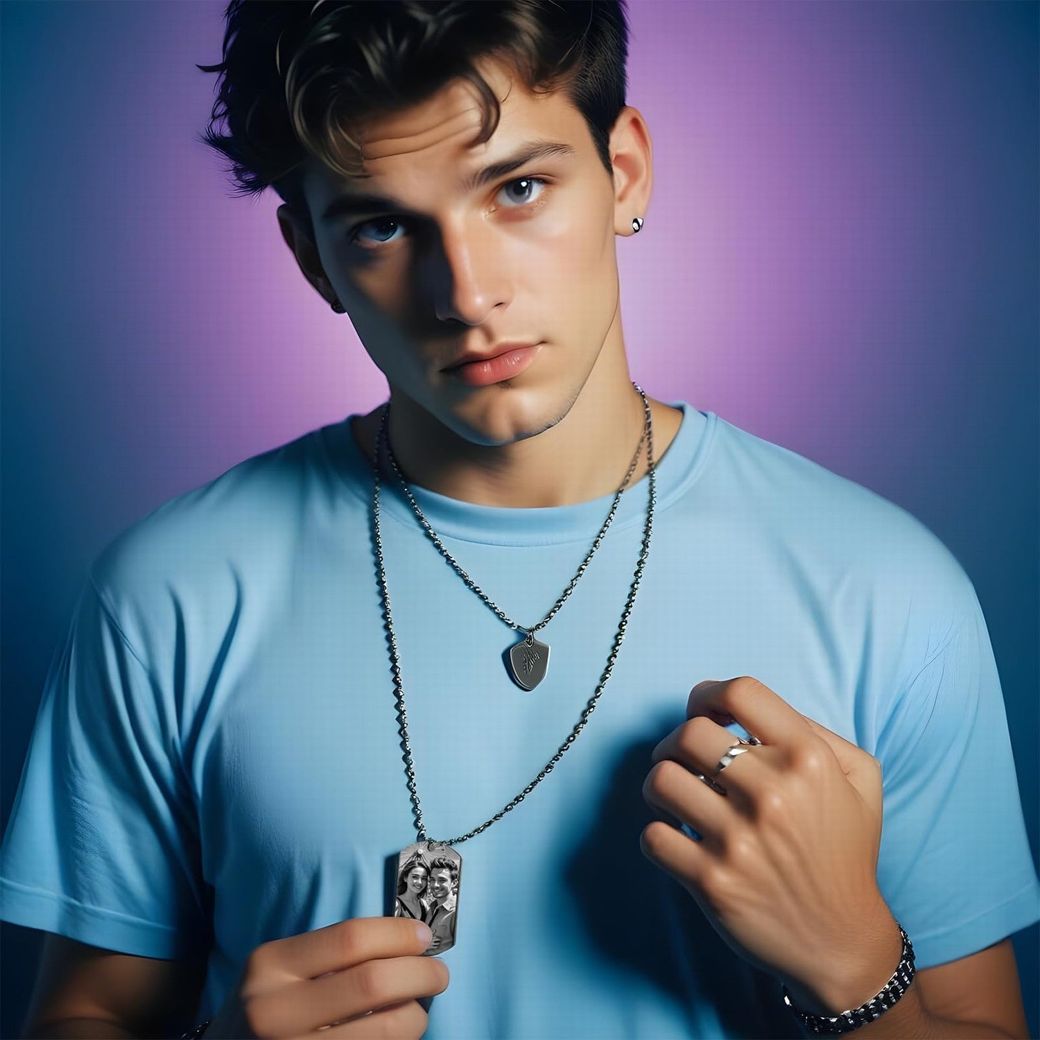 3D Initial Pendant Initial Letter A-Z Necklace Personalized Snake Chain Jewelry, Made of Fashionable Stainless Steel Design, Suitable for Women